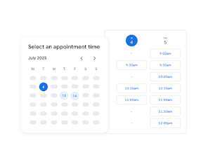 Selecting an appointment time from available timeslots on a calendar