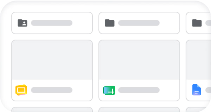 Google Drive UI with different folders and file types 