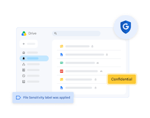 Drive files marked as confidential with file sensitivity label applied