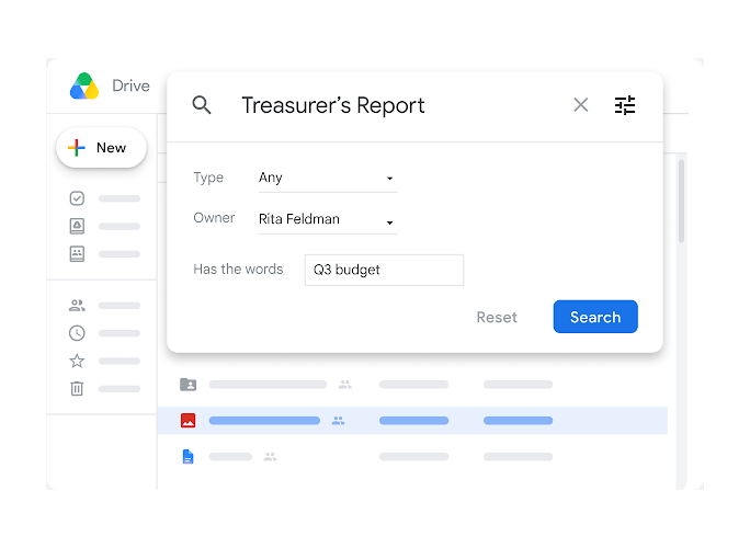 Google Workspace interface graphic – Drive search
