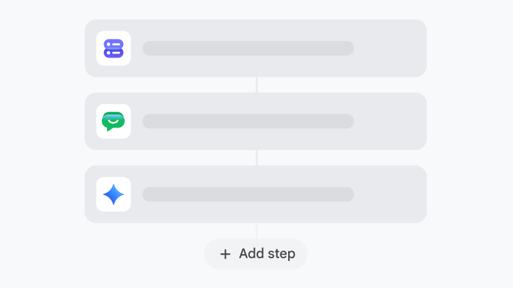 A flowchart interface displaying an 'Add step' button.