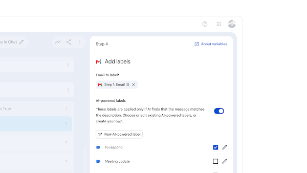 Setting up a workflow that adds AI-powered labels to emails.