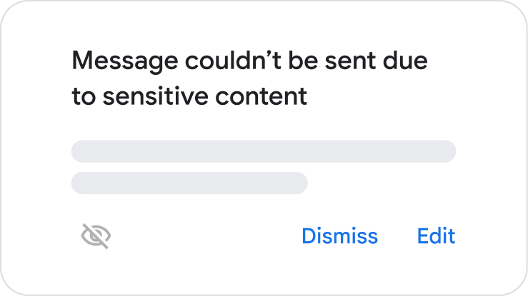 Notification that reads 'Message couldn't be sent due to sensitive content', demonstrating real-time data loss prevention.