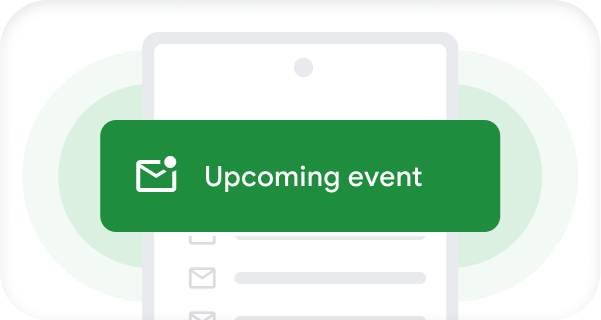 A mobile push notification that reads 'Upcoming event' 